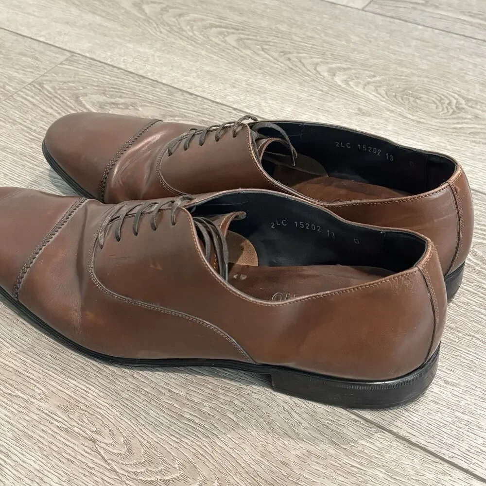 Salvatore Ferragamo Mens Size 13 Brown‎ Oxford Leather Lace Up Dress Shoes